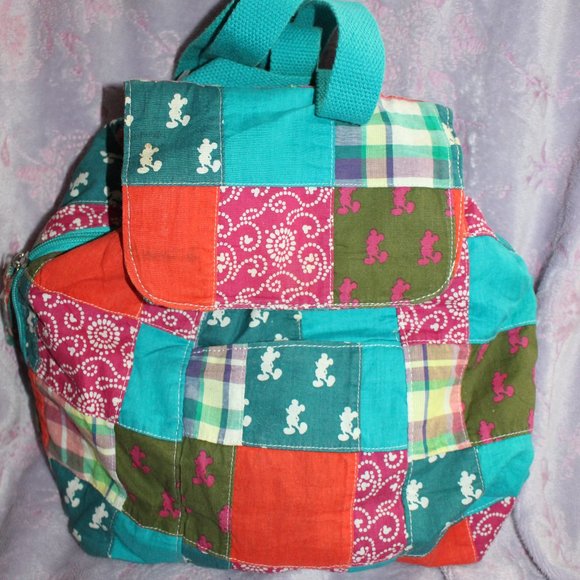Vintage Authentic Disney Parks Patchwork Cloth Backpack
